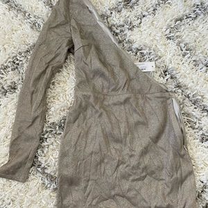 Asymmetrical one shoulder silver sparkle dress